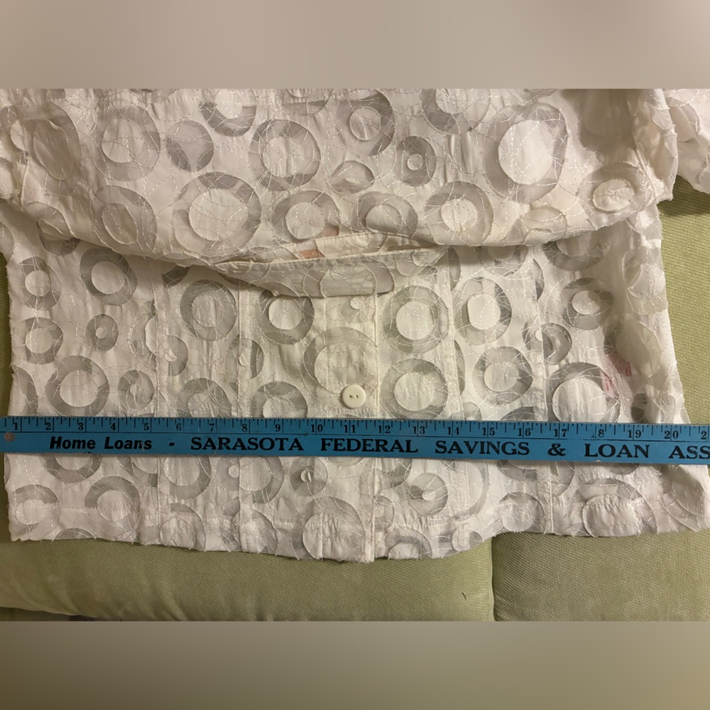 Ruby Red Women Blouse White Circle Burnout Button Up 16 Boxy Cottagecore Capsule - Picture 10 of 11